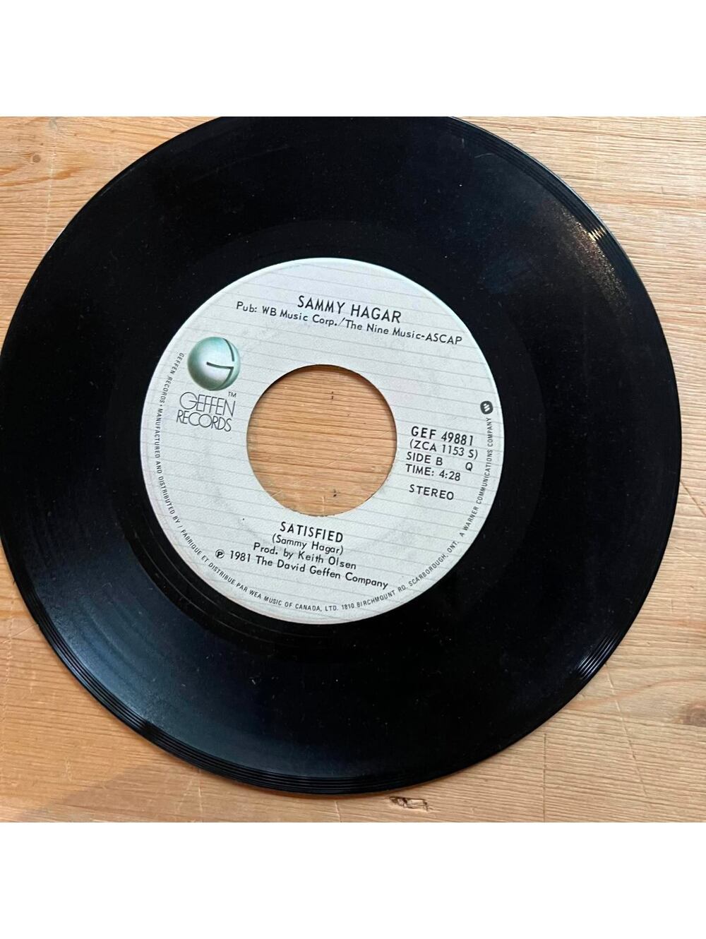 Sammy Hagar - Satisfied/I'll Fall in Love Again 45rpm VG+ R06